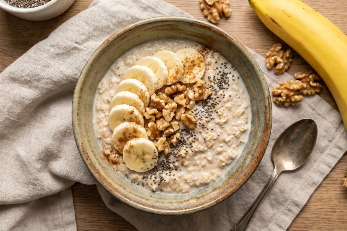 Banana Walnut Protein Overnight Oats